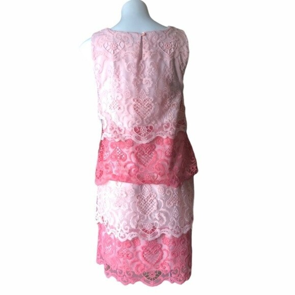 LESLIE FAY Plus Size Pink Colorblock Sheath Dress Size 14 - Picture 5 of 7